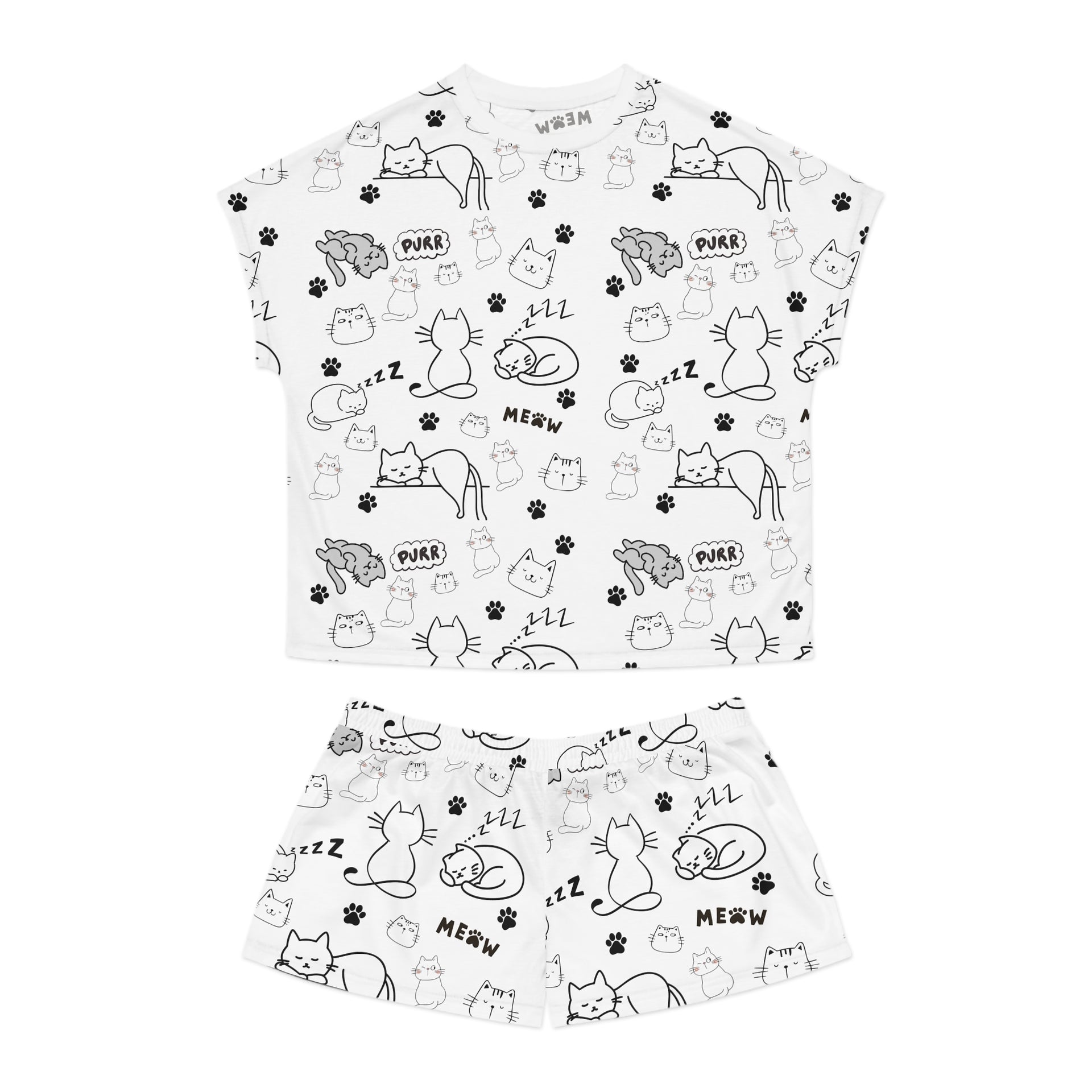 Women's Short Pajama Set - Cat Lover