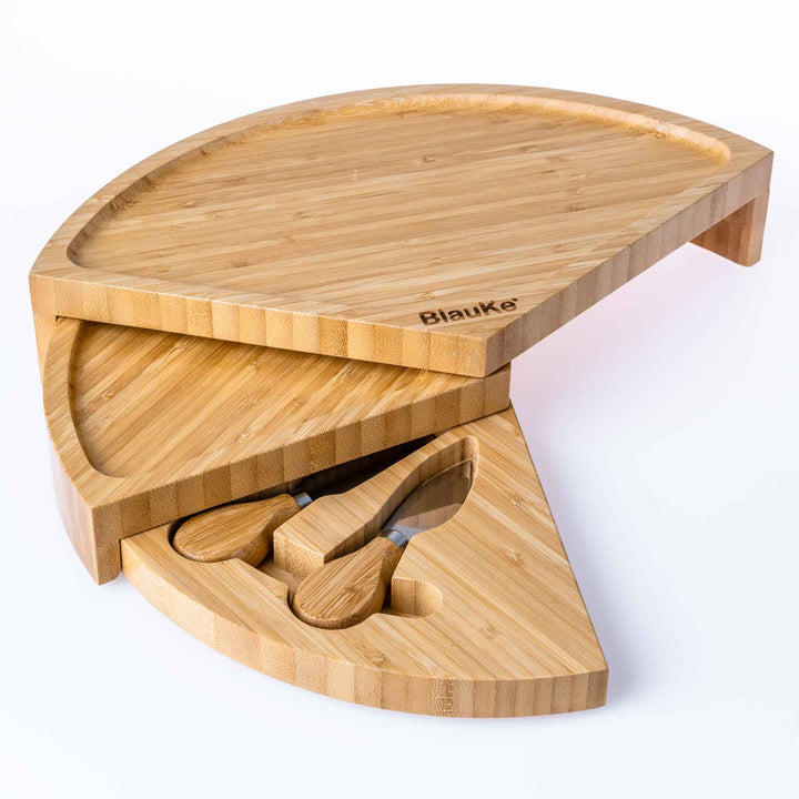 Wooden cheese slicer with a white background