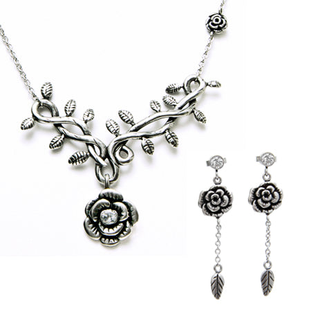 Necklace & Earrings Set - Wild Hibiscus Rose