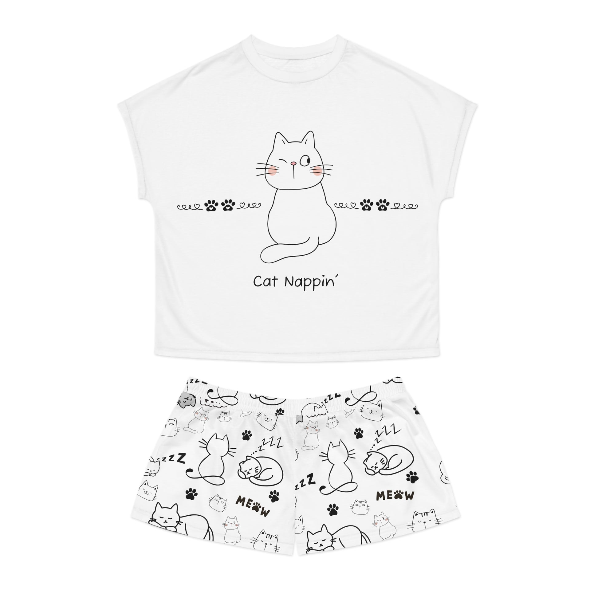 Pajama Set - Women's Shorts - Cat Lover (Personalization Available)