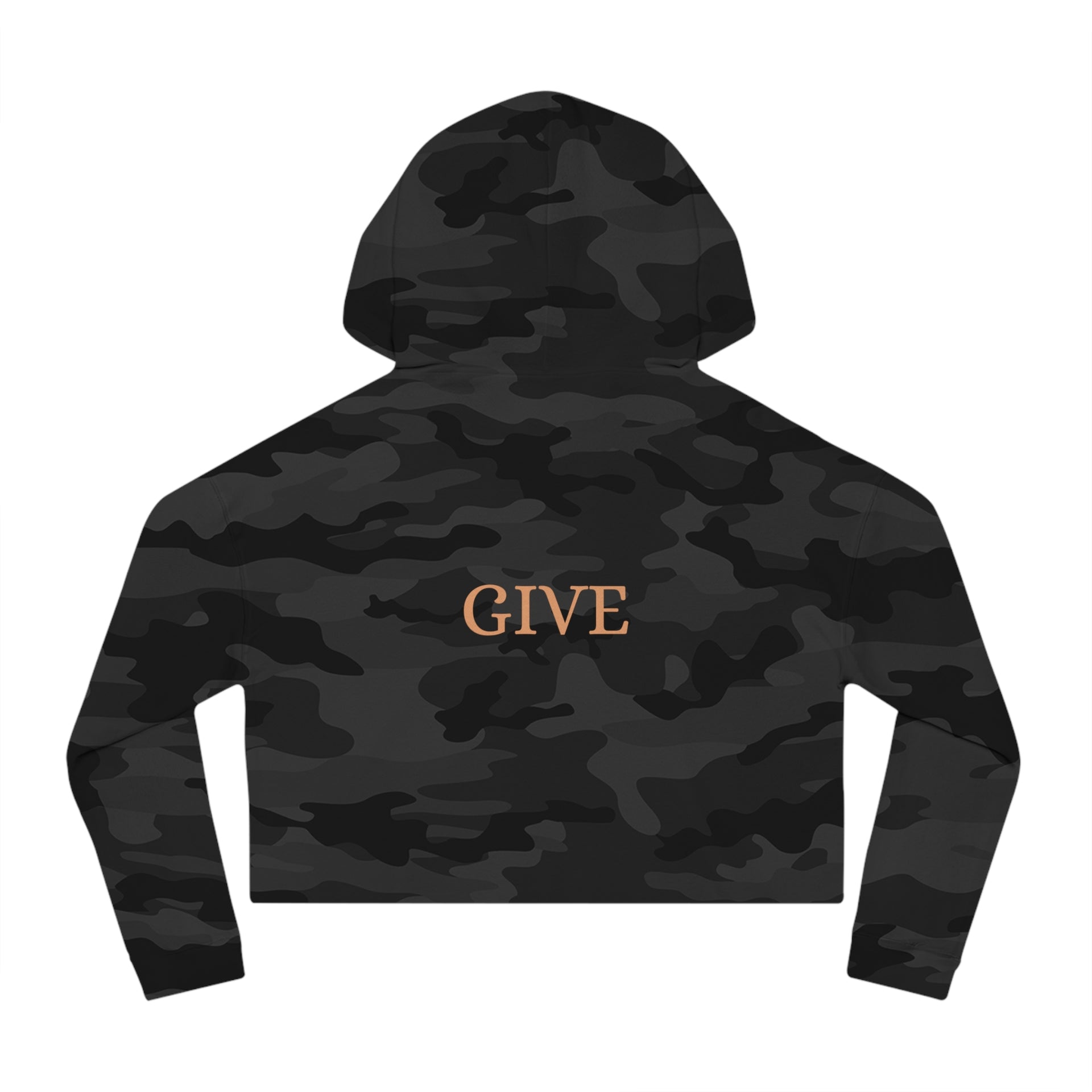 Women's Cropped Hooded Sweatshirt - 'GIVE' Inspirational Top for Comfortable Style