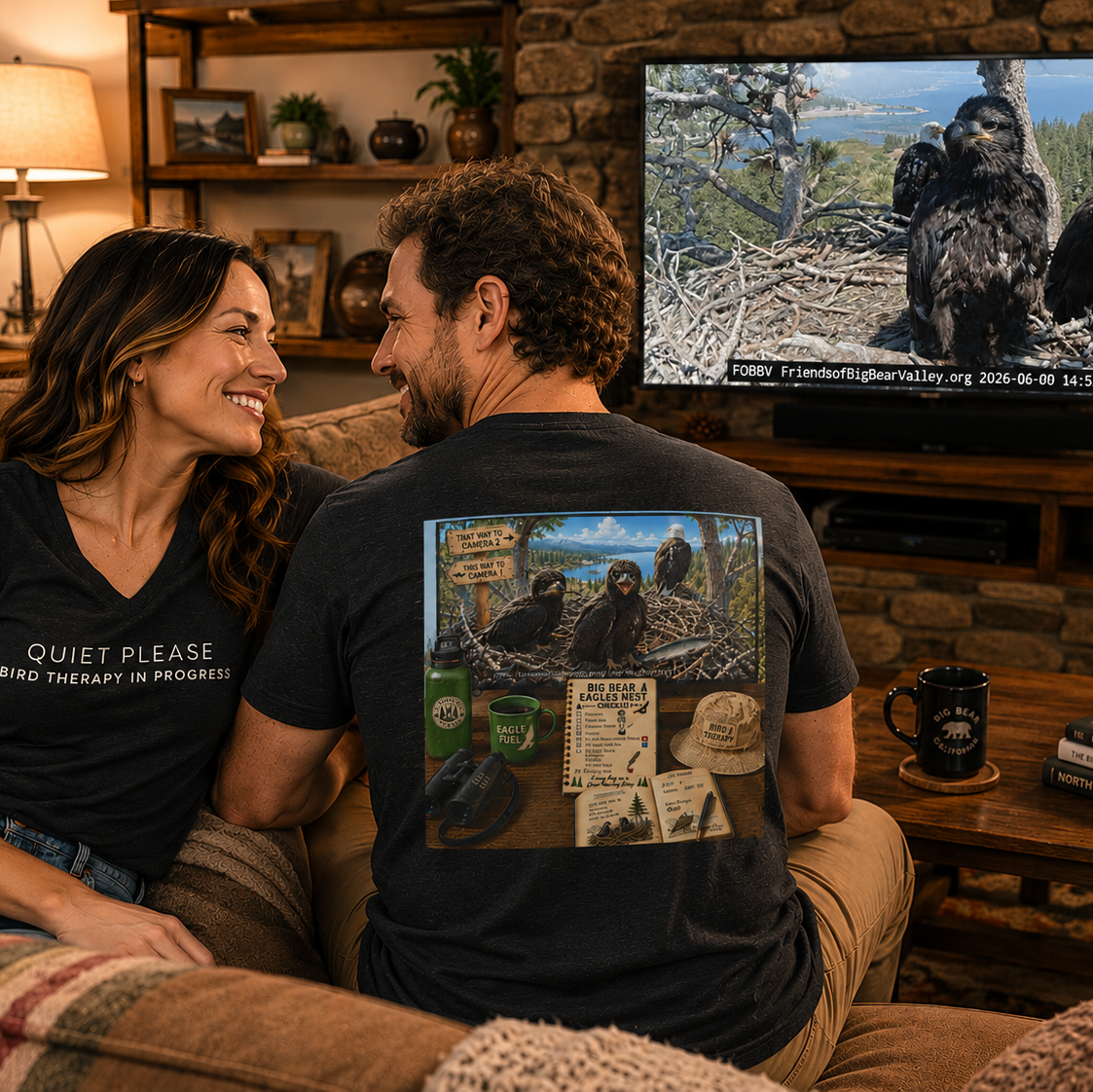 Birding Regional V-Neck T-Shirt | Animated "Bird Therapy" Shirts That Give Back