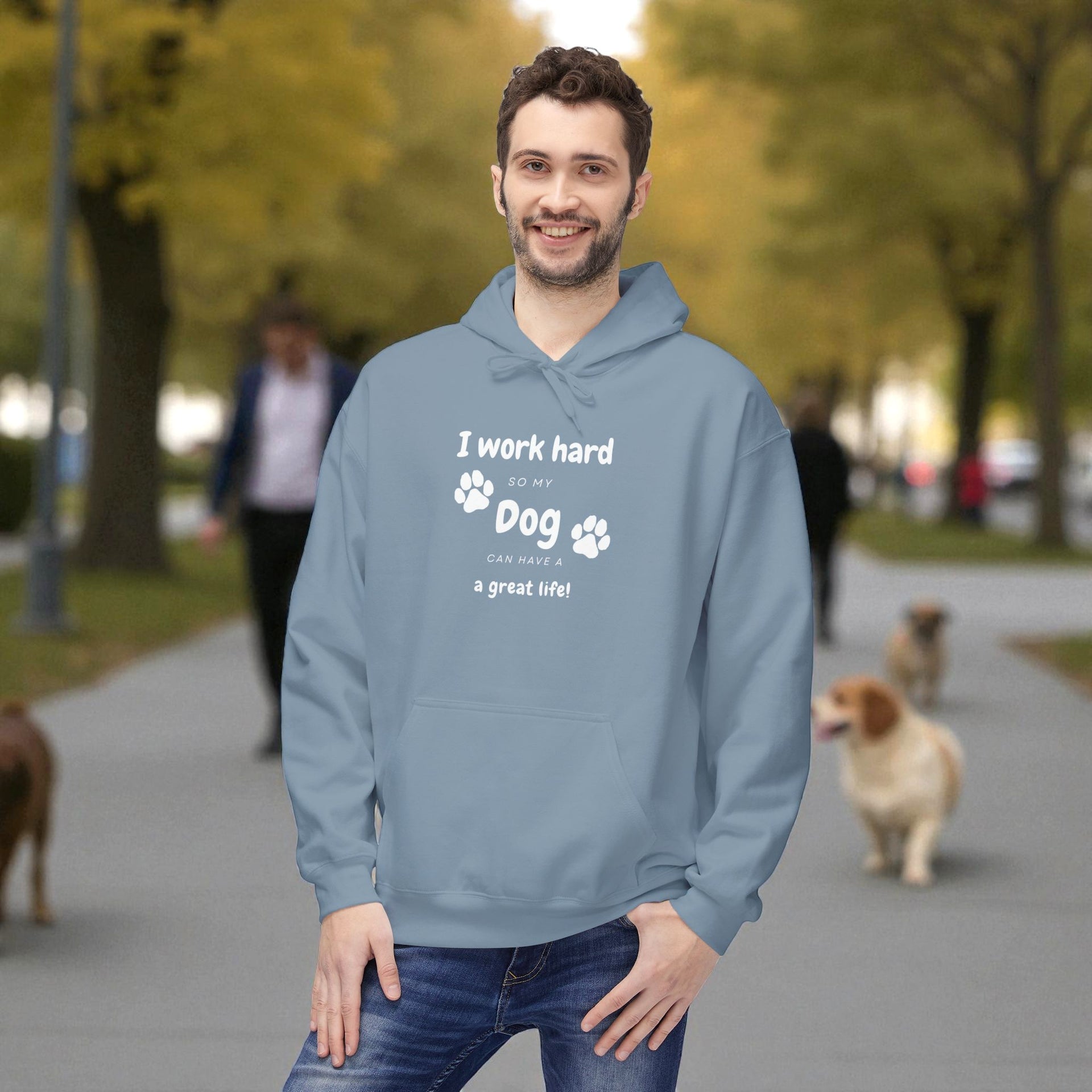 Dog Lover's Fleece Hoodie - "I Work Hard to Support My Dog"