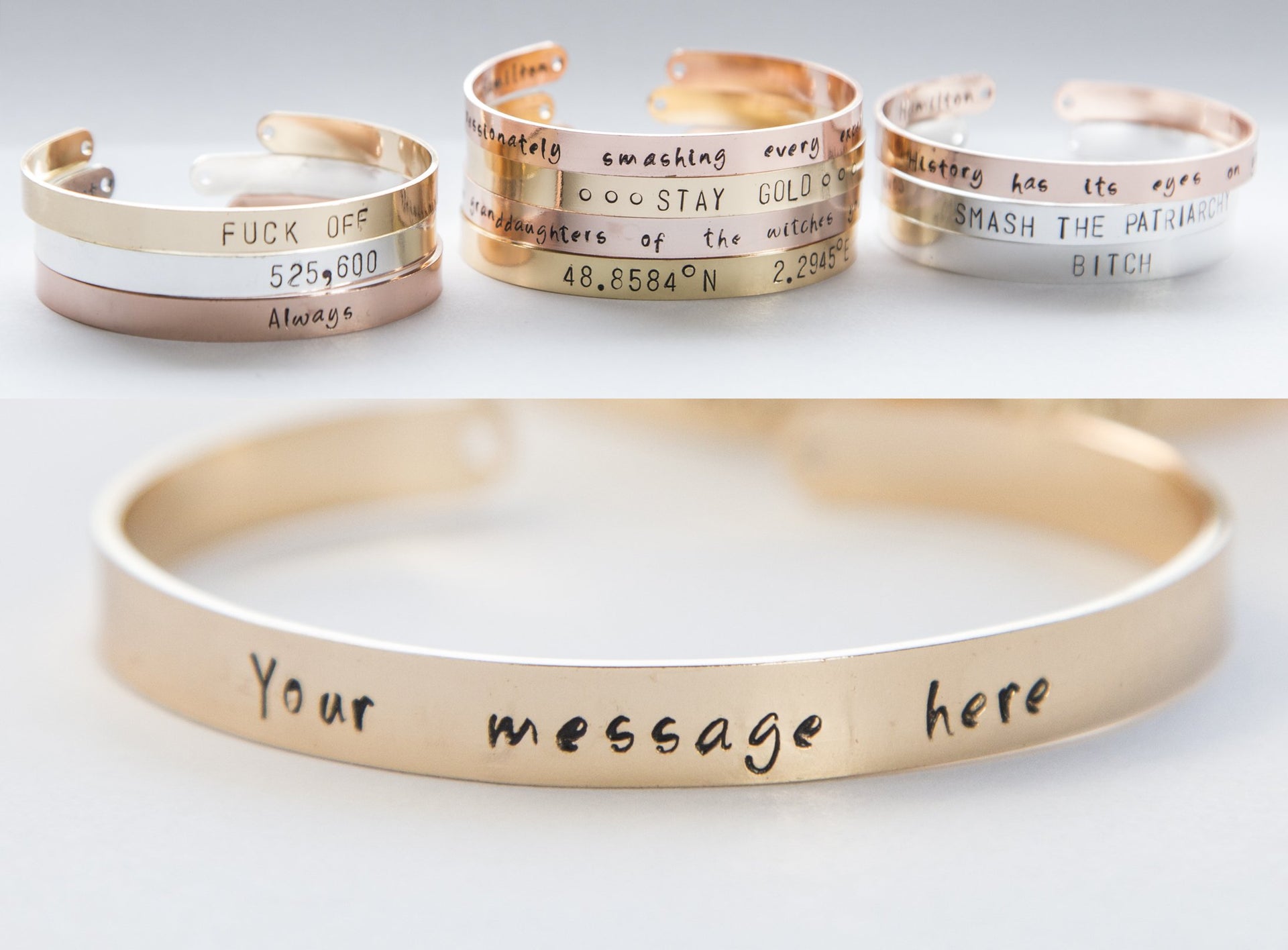 Bracelet - Personalized stamped cuff, hand stamped message