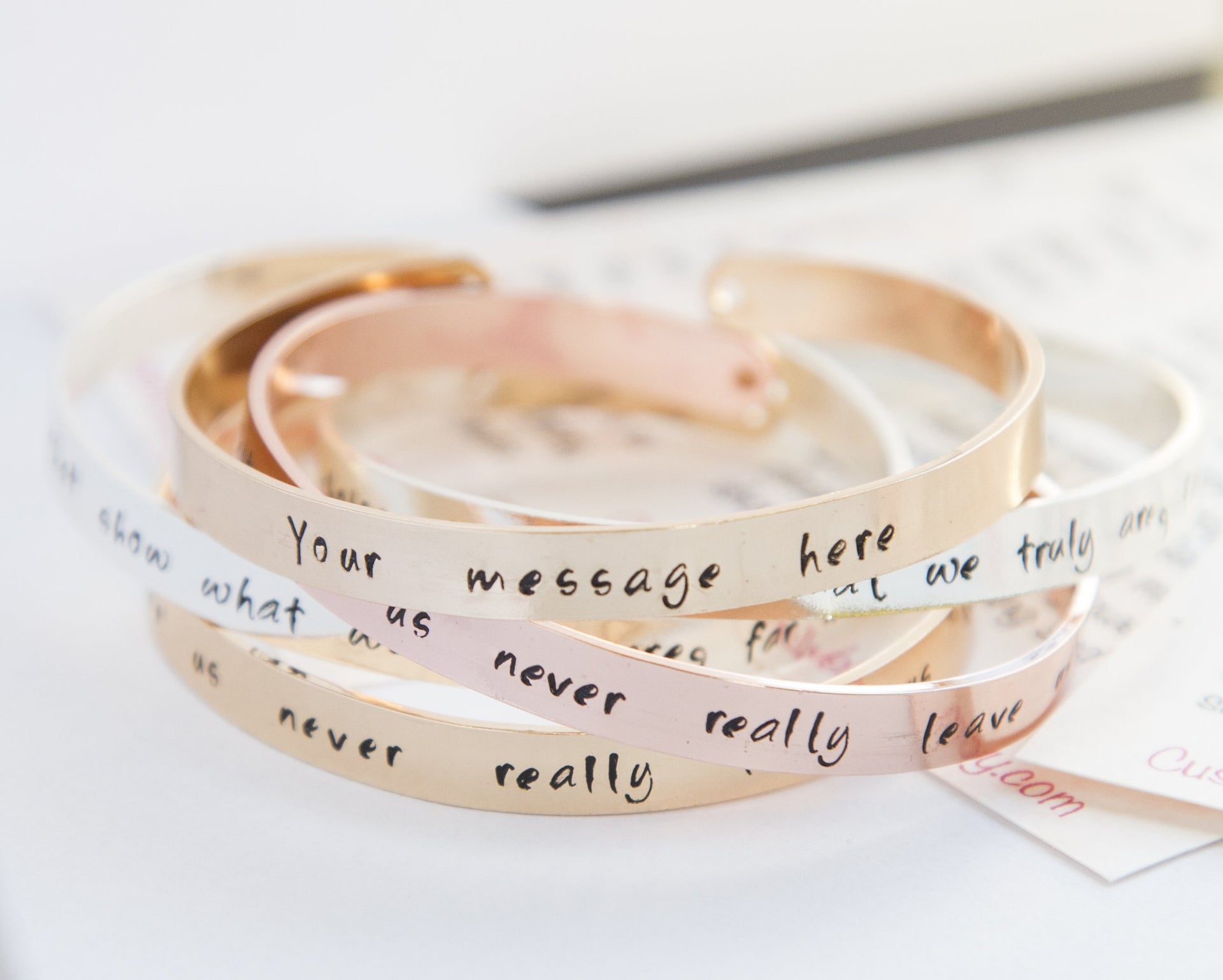 Bracelet - Personalized stamped cuff, hand stamped message