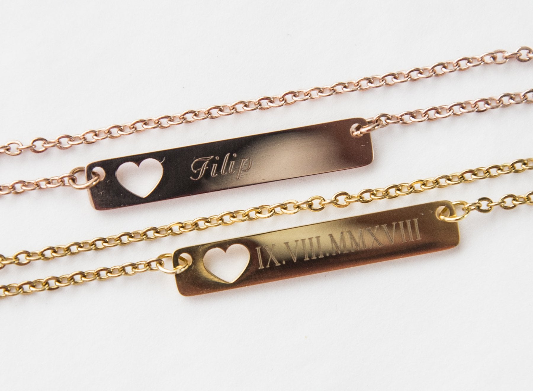 Necklace - Personalized Name Bar, Mom to Be Baby Name Love Heart
