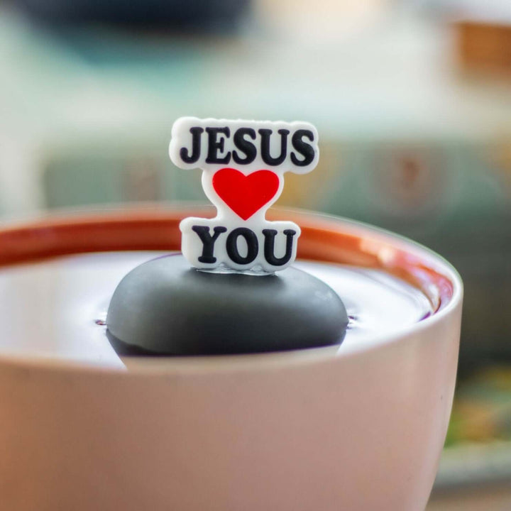 Jesus loves you tea infuser floating tea strainer in tea cup