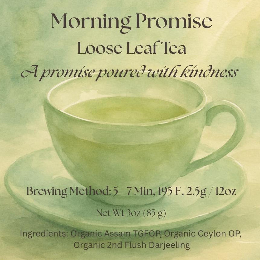 KindLeaf Tea package with a cup of tea and branding information.