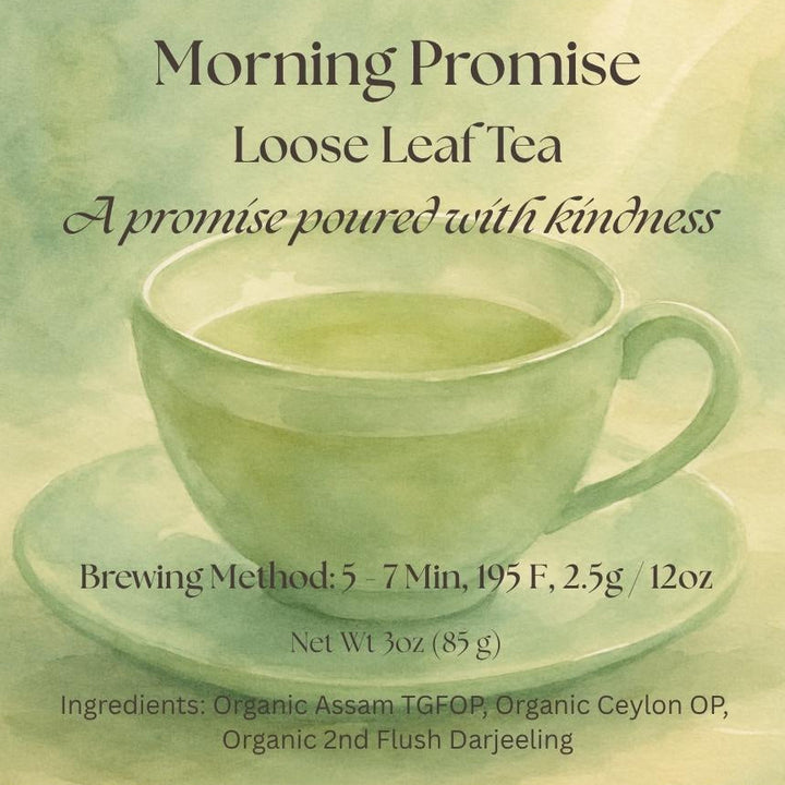 KindLeaf Tea package with a cup of tea and branding information.