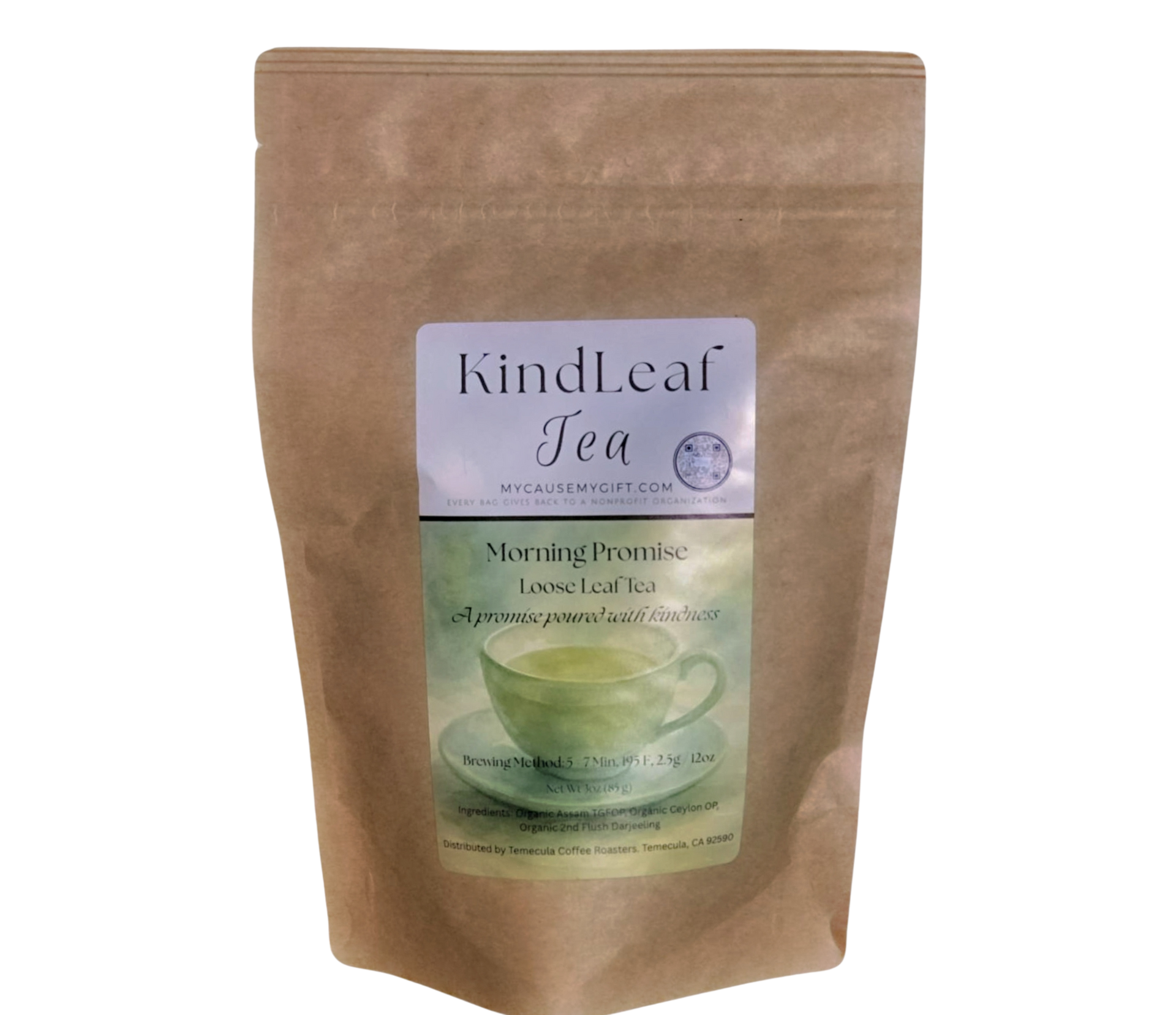 KindLeaf Tea - English Breakfast Tea - package with a label on a white background