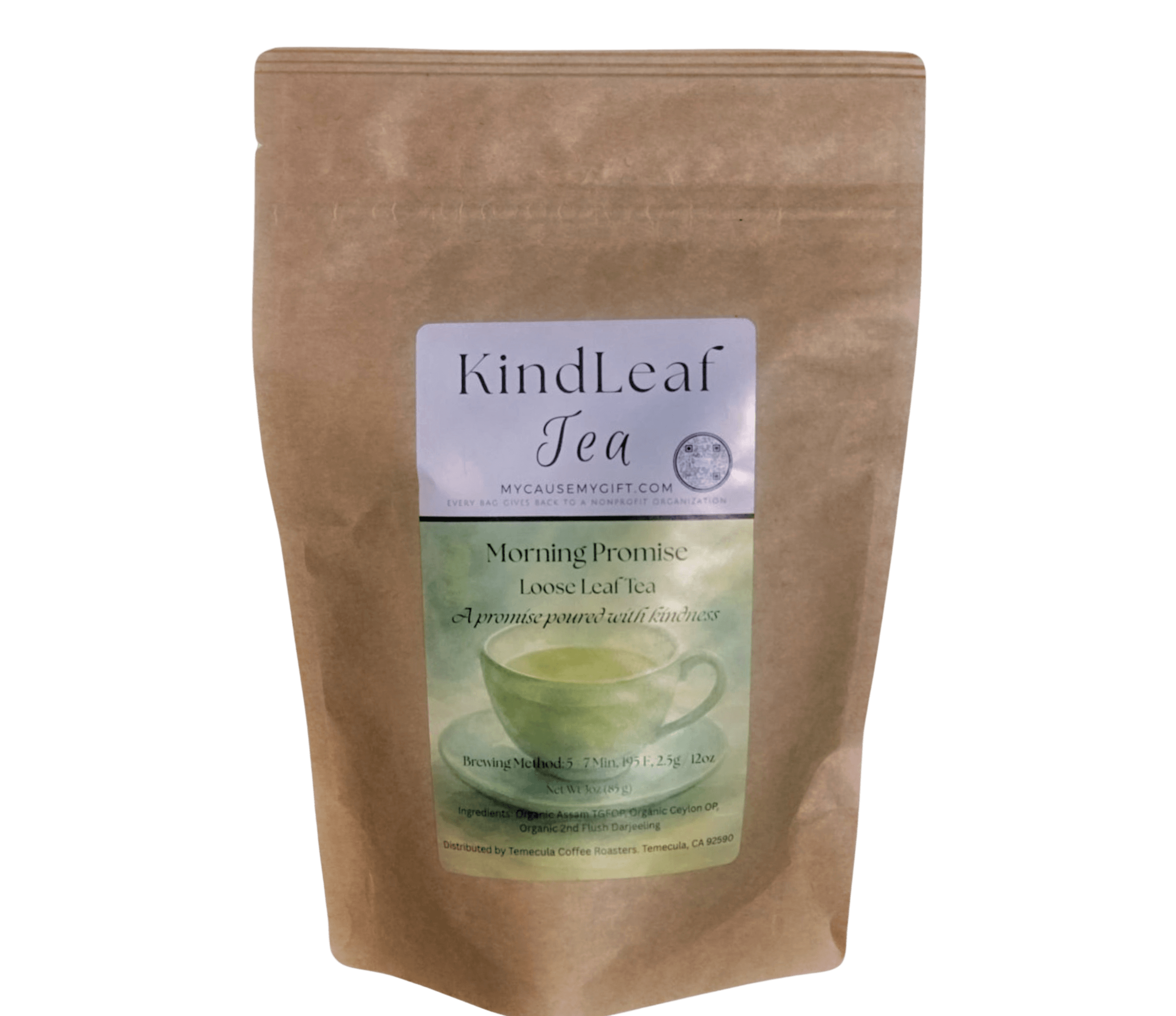 KindLeaf Tea - English Breakfast Tea - package with a label on a white background