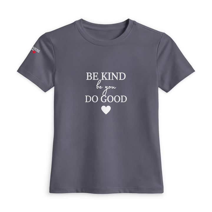 Be Kind Do Good Women’s Tee, inspirational message tee for women, stylish uplifting shirt design.