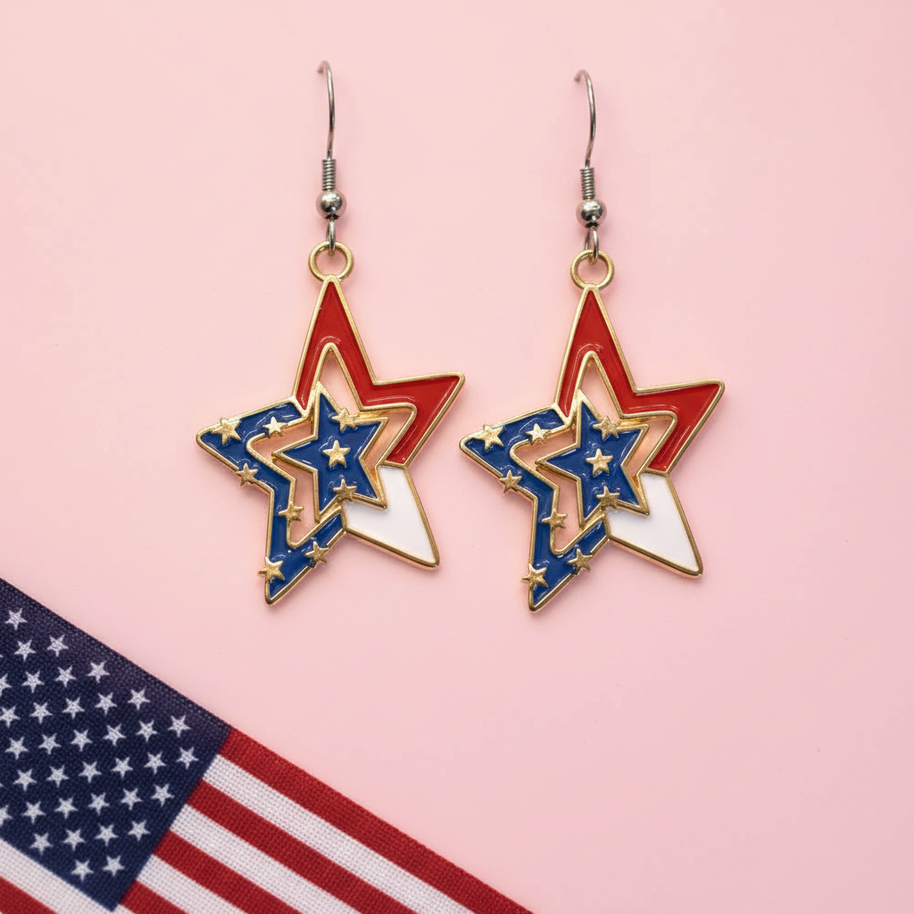 Patriotic star shaped earrings - Jewelry by Sonya Lee