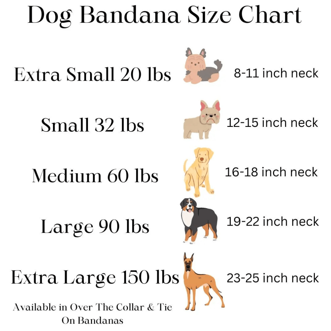 Dog bandana size chart small and large neck size