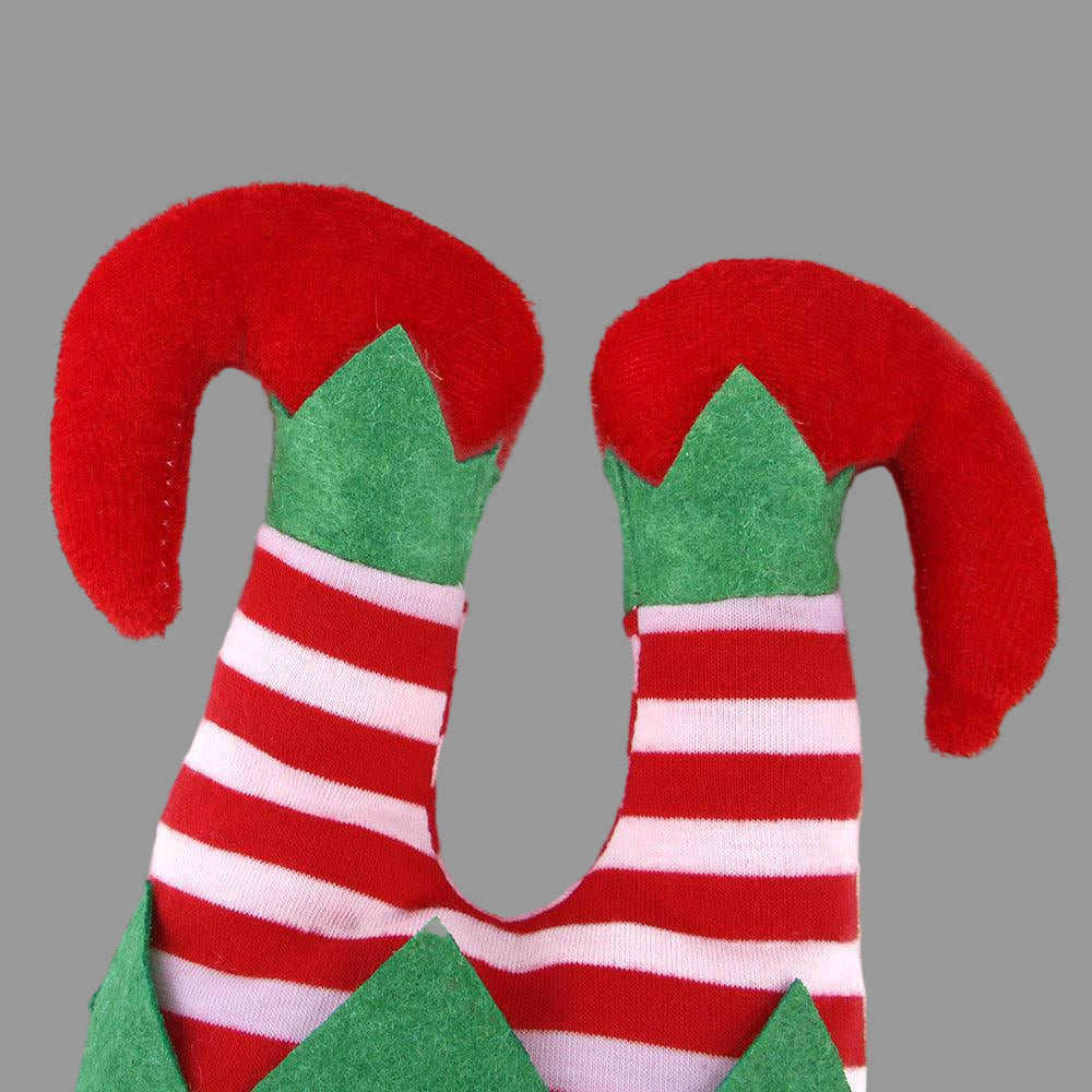 Pet Christmas elf hat with red and green stripes and bells