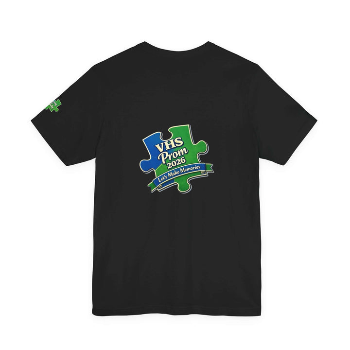 Custom promposal t-shirt featuring a puzzle design for prom 2026 with vibrant school colors.