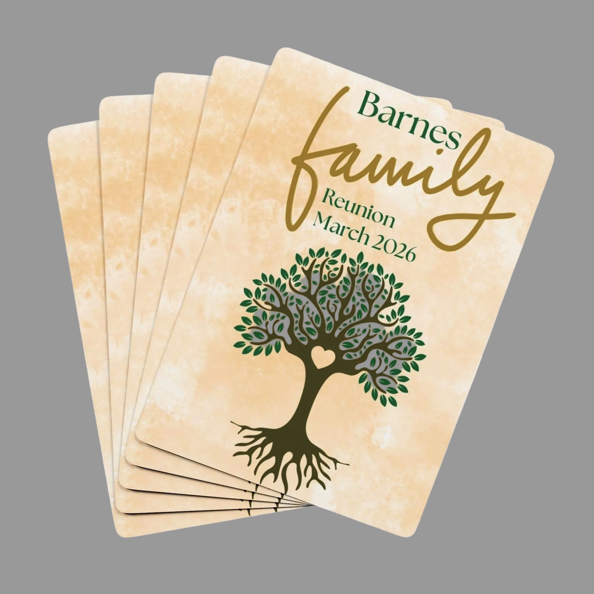 deck of customized playing cards  for a family reunion