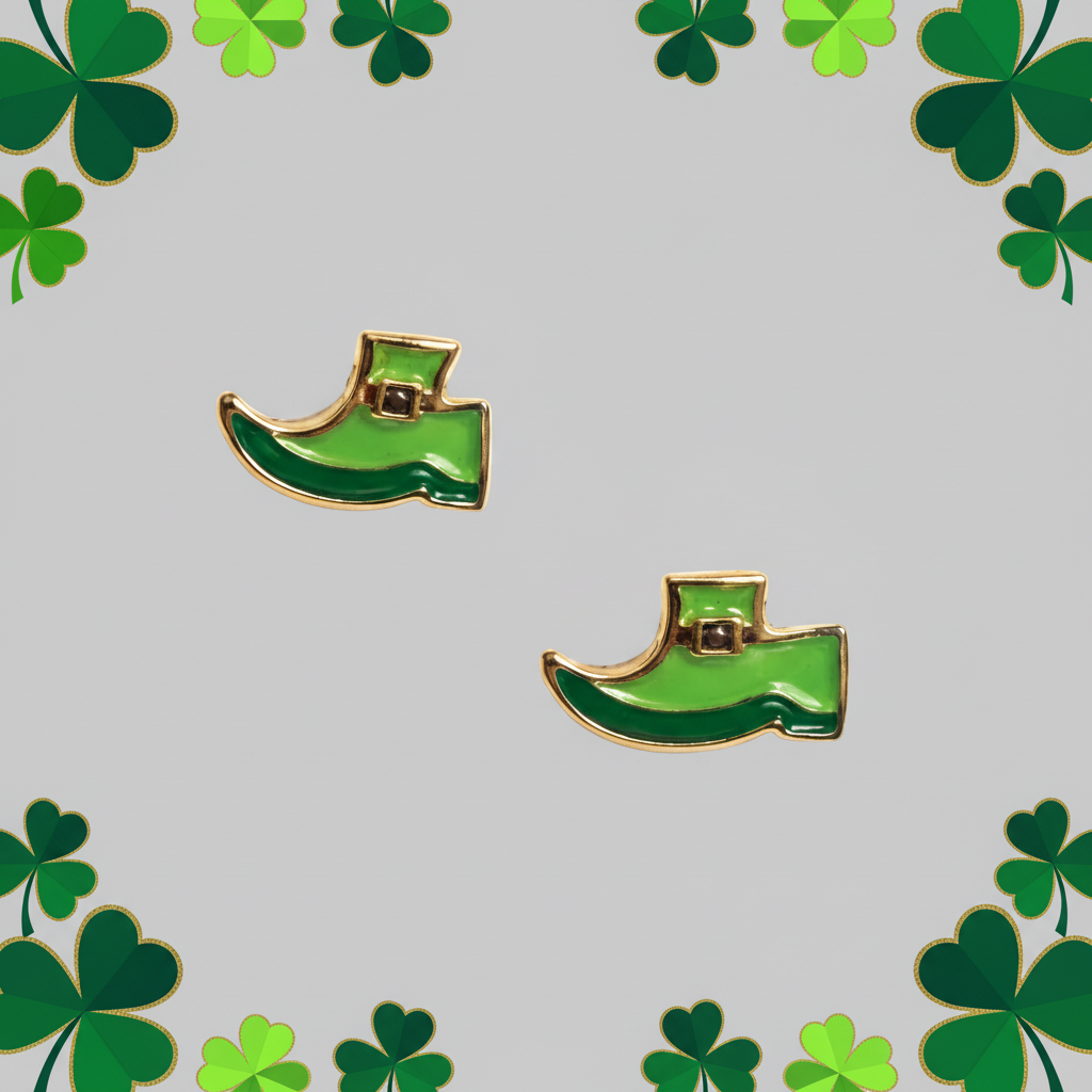 Earrings green leprechaun boots St Patrick’s Day earrings