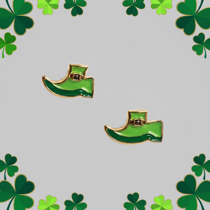 Earrings green leprechaun boots St Patrick’s Day earrings