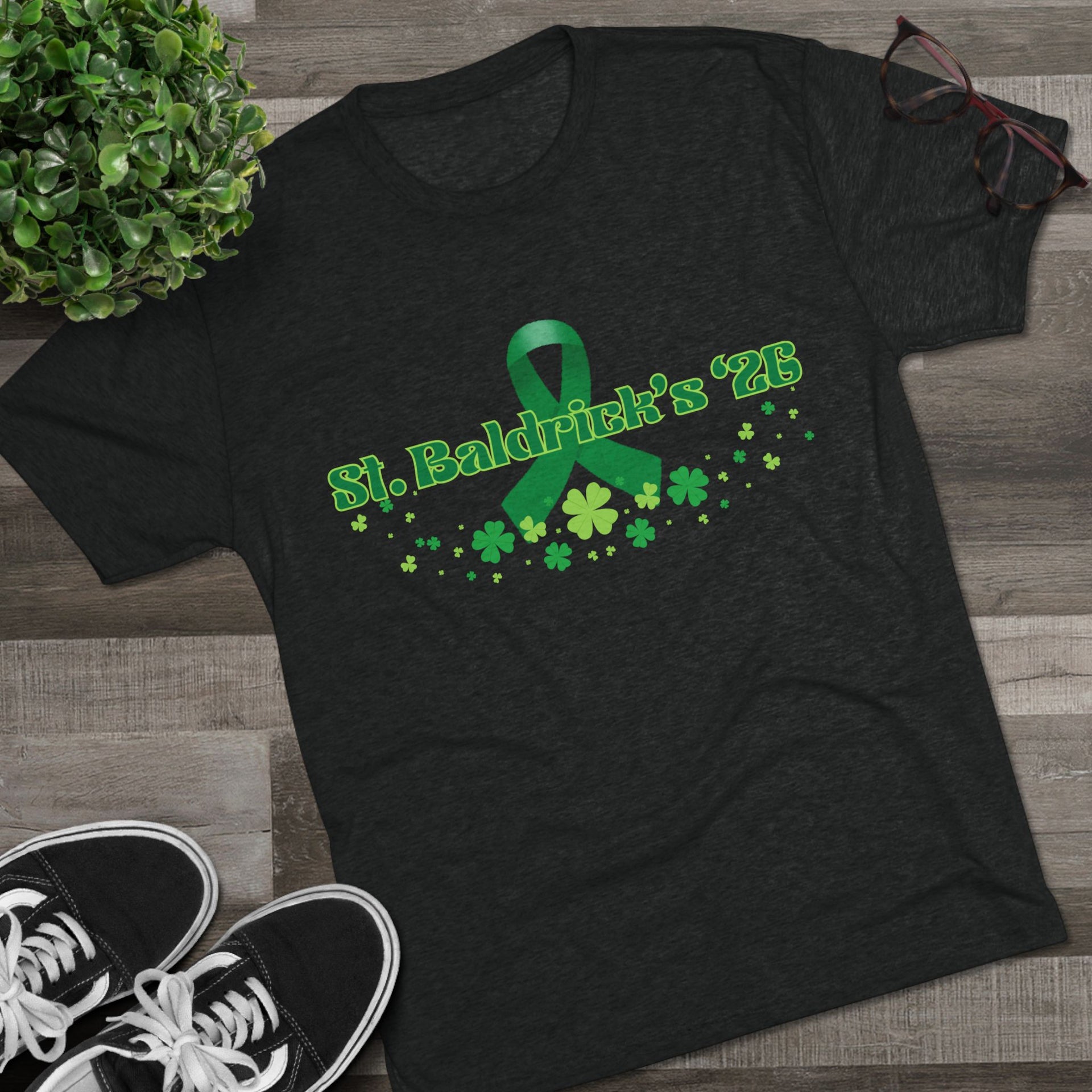 St Baldrick's 2026 Kids Deserve More Than Luck fundraiser shirt black tri blend t-shirt supporting childhood cancer research
