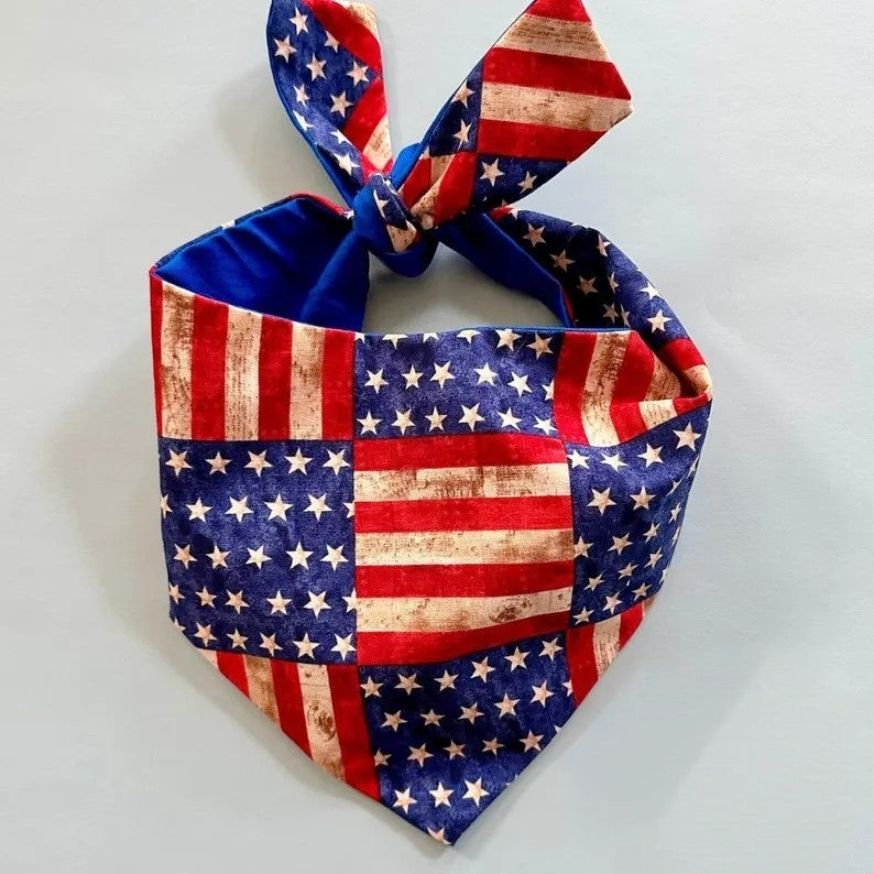 Patriotic USA dog bandana American flag design
