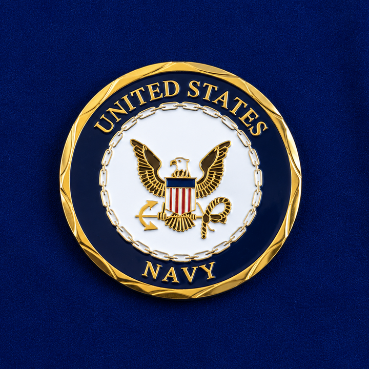 United States Navy emblem on a blue background for custom HFSN desk set
