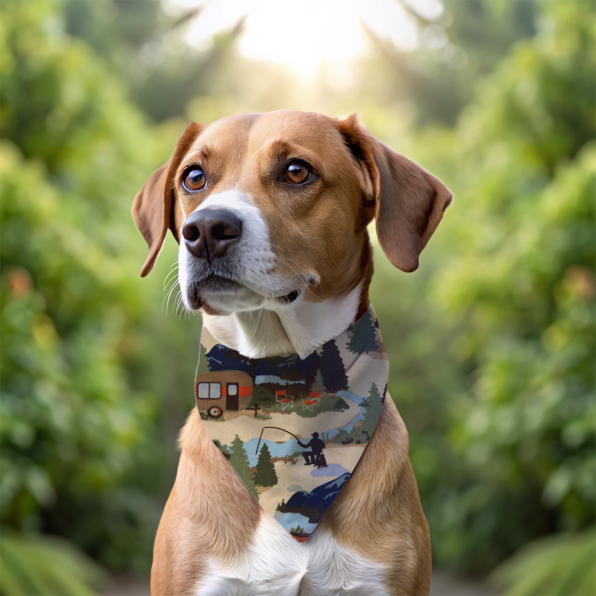 Camping Dog Bandana – Outdoor Adventure Dog Bandana – Hiking Dog Pet Scarf