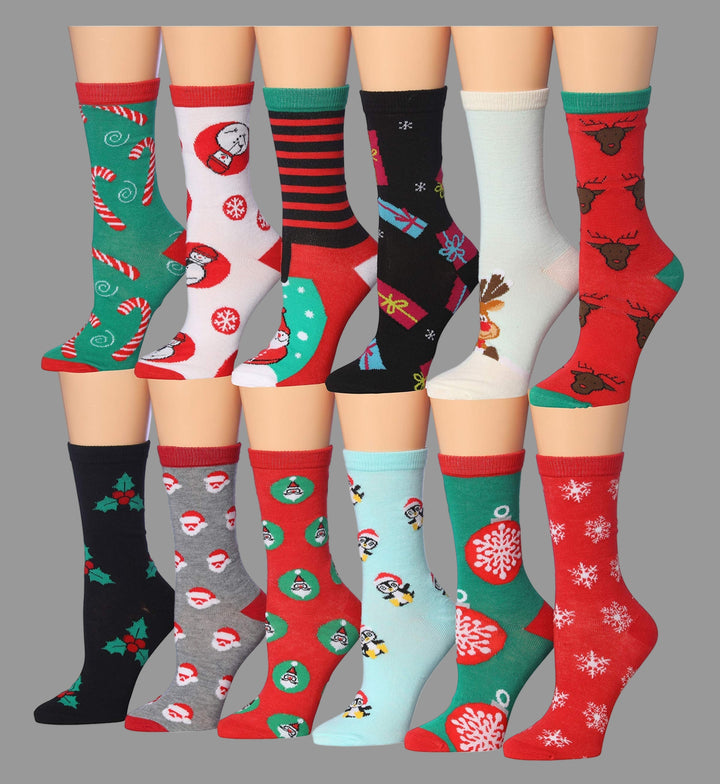 Set of colorful Christmas-themed socks.