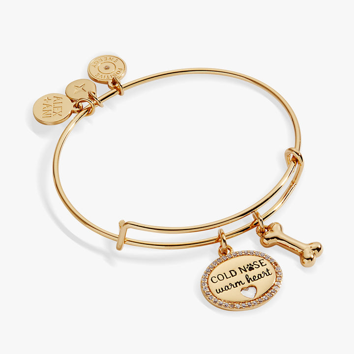 Cold nose warm heart charm bangle bracelet