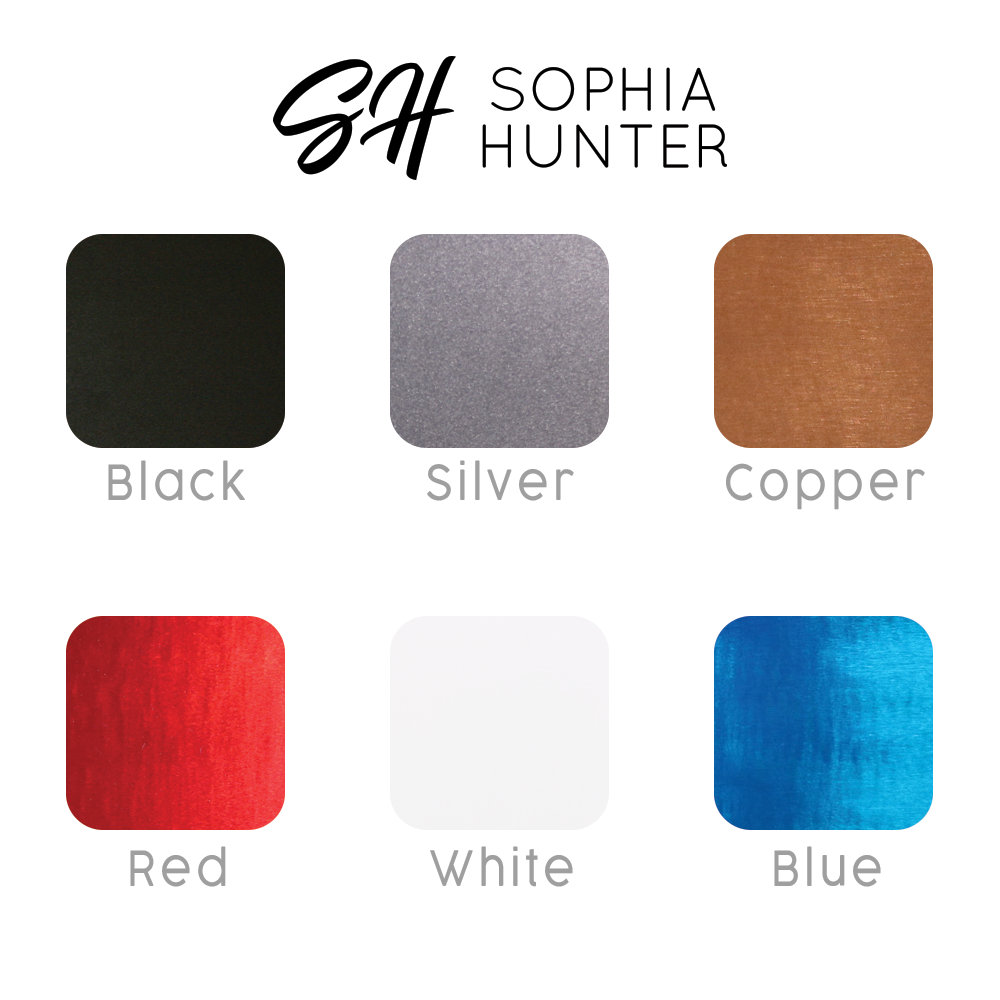 Color options for modern metal “Fur Baby Mama” wall sign with paw print design 