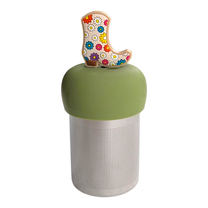 cowboy boot tea infuser for loose leaf tea with fine mesh strainer