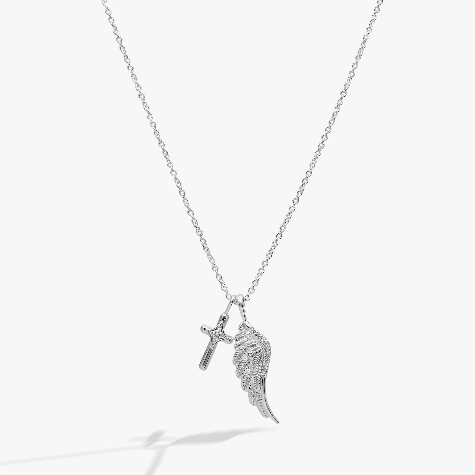 Cross & Angel Wing Faith Necklace | Inspirational Charm Jewelry