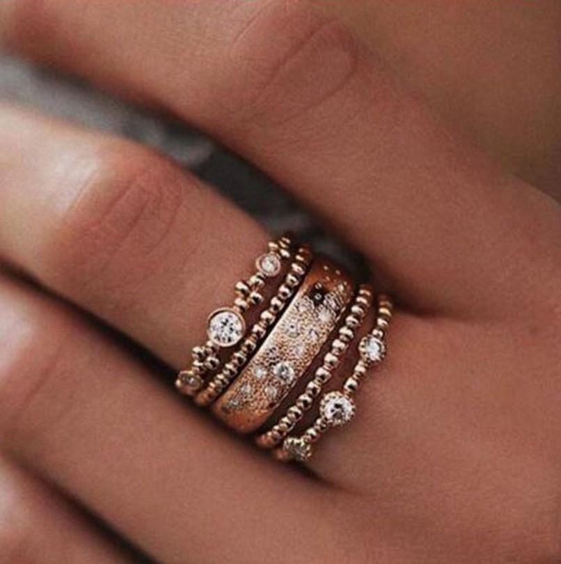 Ring Set - Five Piece Rose Gold