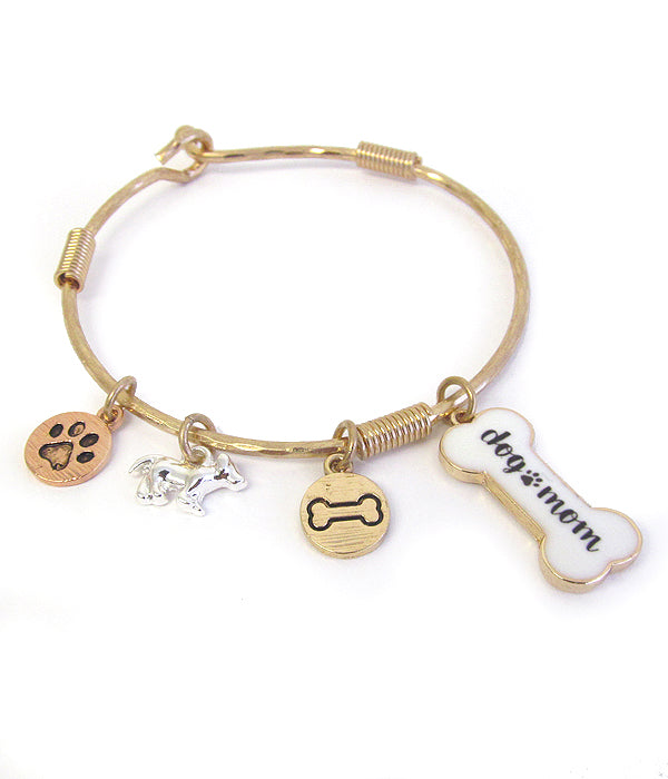 Bracelet - Pet Lovers Inspiration Multi Charm Wire Bangle