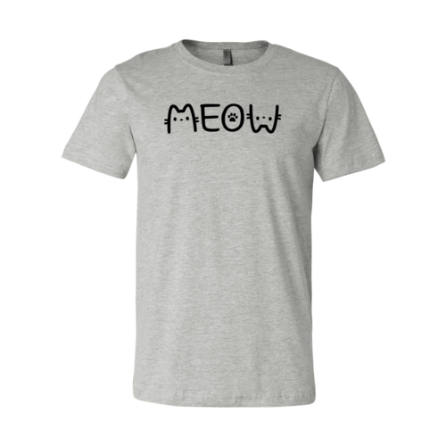 Meow cat graphic design for cat lovers, cat moms, cat dads, and feline enthusiasts, Soft Bella Canvas t-shirt Athletic Heather