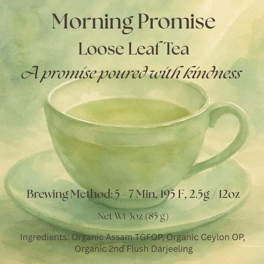 KindLeaf Tea package with a cup of tea and branding information.