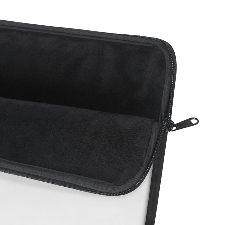 Personalized laptop sleeve featuring a customizable acoustic guitar design with plush fleece lining, protective padding, and secure zipper closure for laptops and tablets.