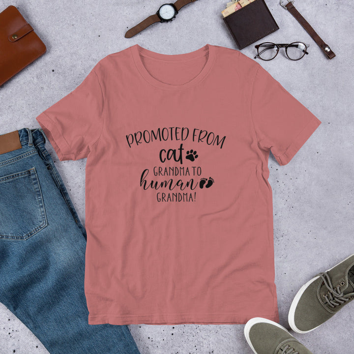 "Promoted From Cat Grandma to Human Grandma" for pregnancy announcements, new grandmas, and cat-loving grandparents 