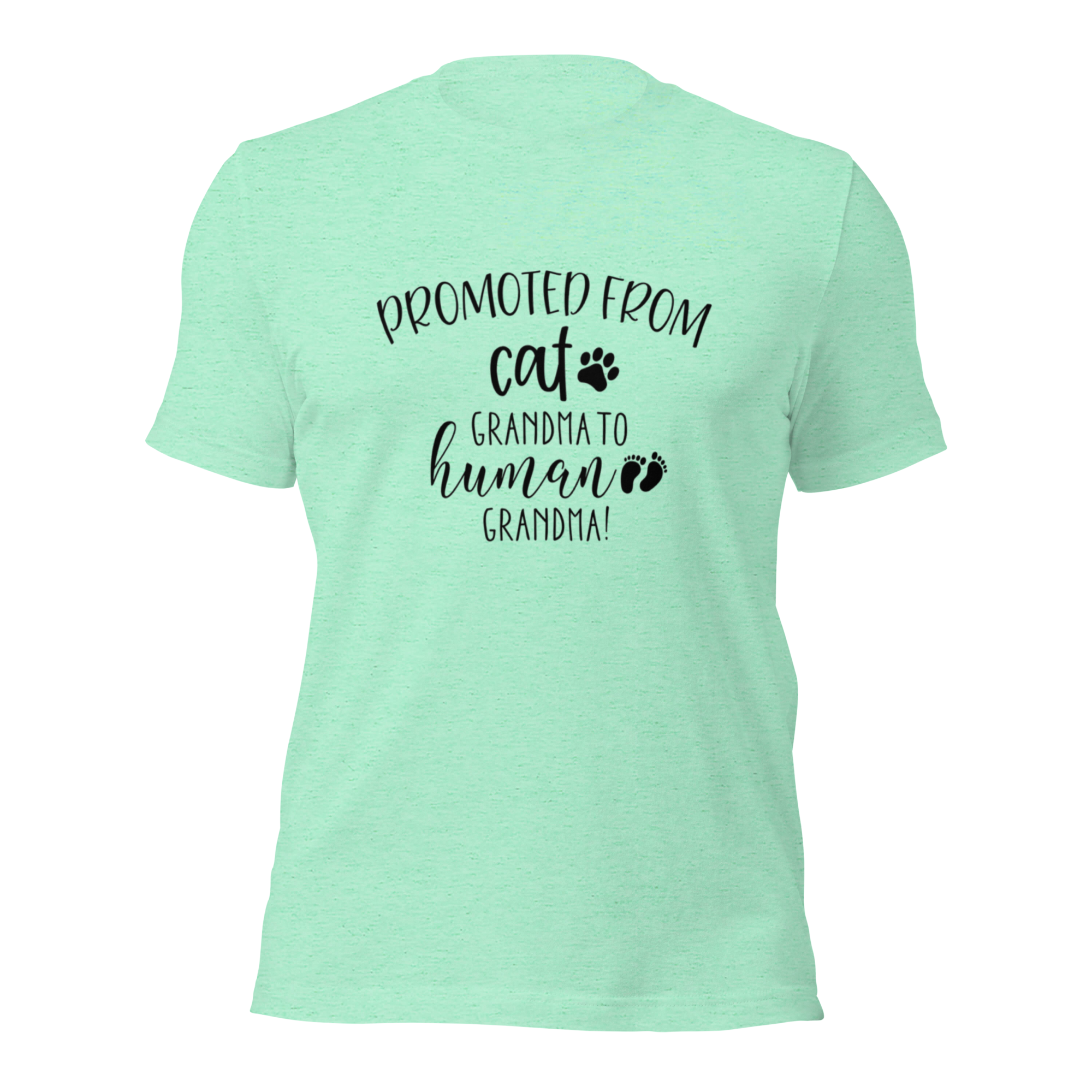 "Promoted From Cat Grandma to Human Grandma" for pregnancy announcements, new grandmas, and cat-loving grandparents- Heather Mint