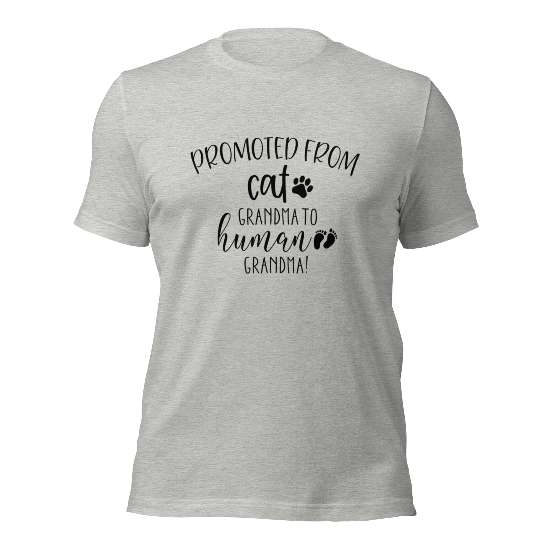 "Promoted From Cat Grandma to Human Grandma" for pregnancy announcements, new grandmas, and cat-loving grandparents- Heather Athletic