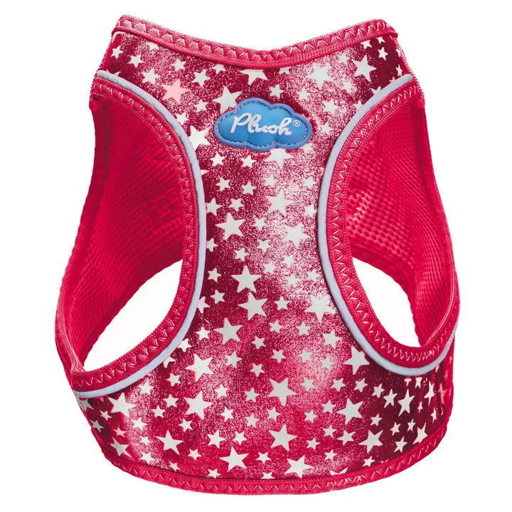 red glow in the dark star dog harness step in plush dog harness