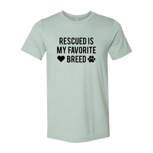 Rescued Is My Favorite Place T-Shirt featuring a playful design with text about rescued pets.