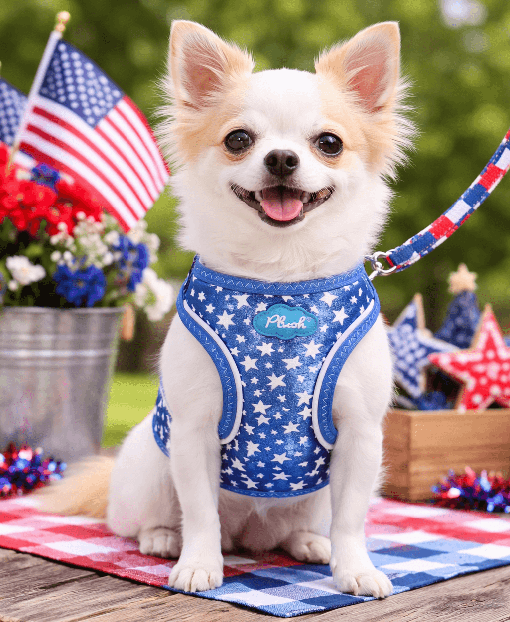 glow in the dark star dog harness navy step in dog harness on small dog patriotic theme