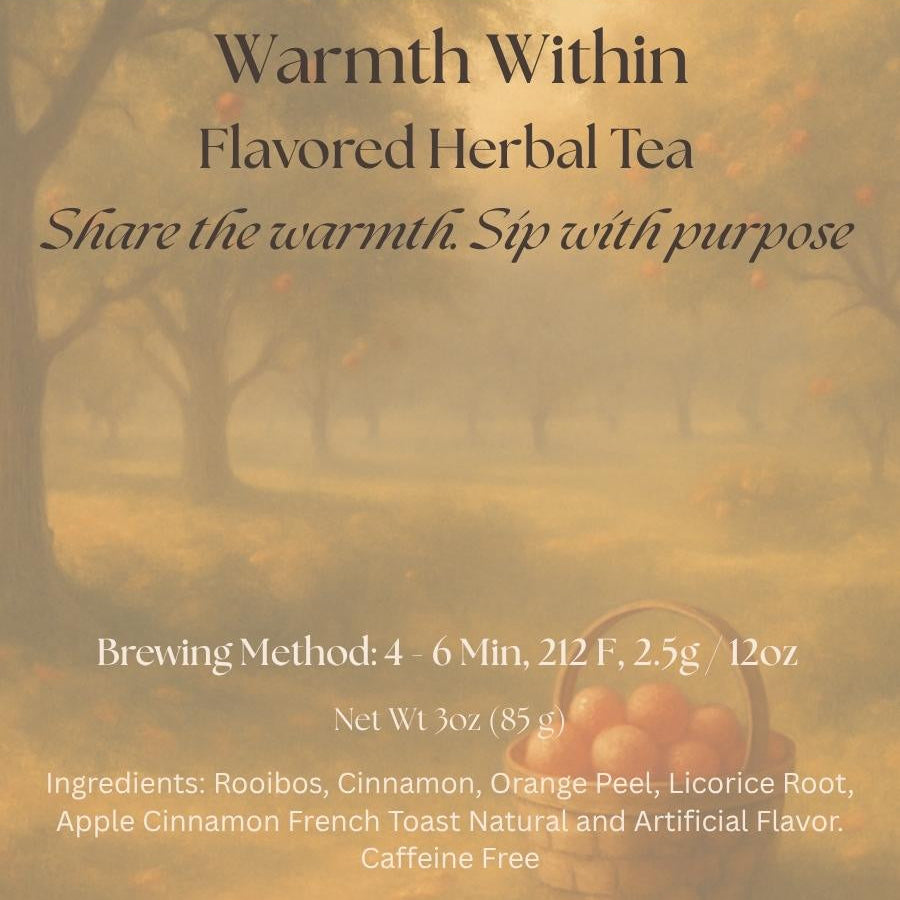 KindLeaf Tea package with a tree design and text about warmth within flavored herbal tea.